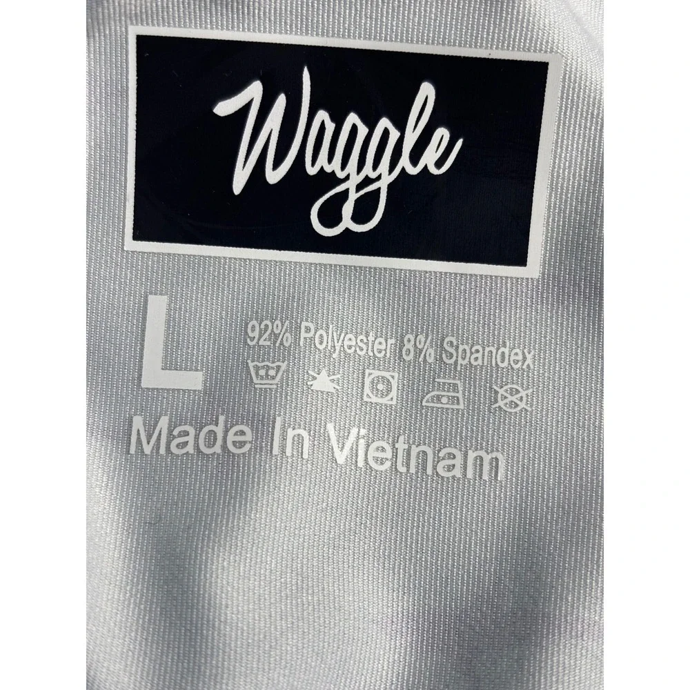 Waggle Golf Polo Shirt Mens Large Teal Green Blue Shark Print Performance - Picture 5 of 5